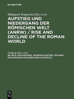 cover image of Philosophie, Wissenschaften, Technik. Philosophie (Doxographica [Forts.])